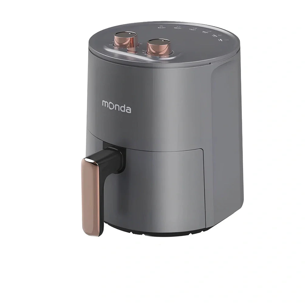 Automatic air fryer in light luxury gray with double knob controls and 4.5L cooking capacity