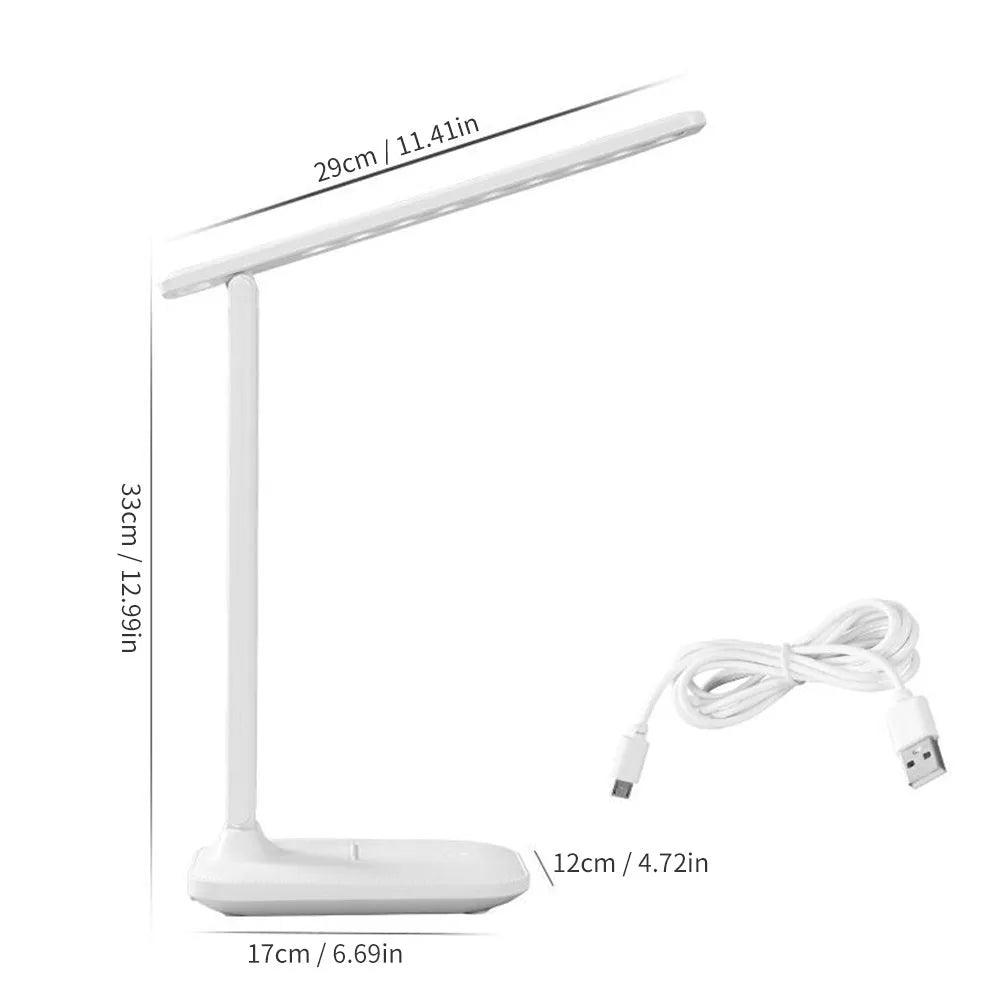 White touch dimming bedside lamp with USB charging port and plastic shade for children's rooms