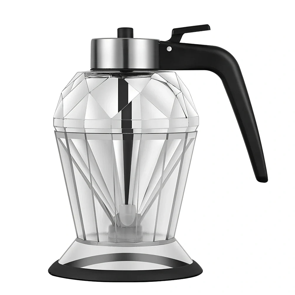 Diamond shaped glass oil dispenser with 200ml capacity and push-pour handle