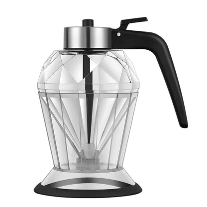 Diamond shaped glass oil dispenser with 200ml capacity and push-pour handle