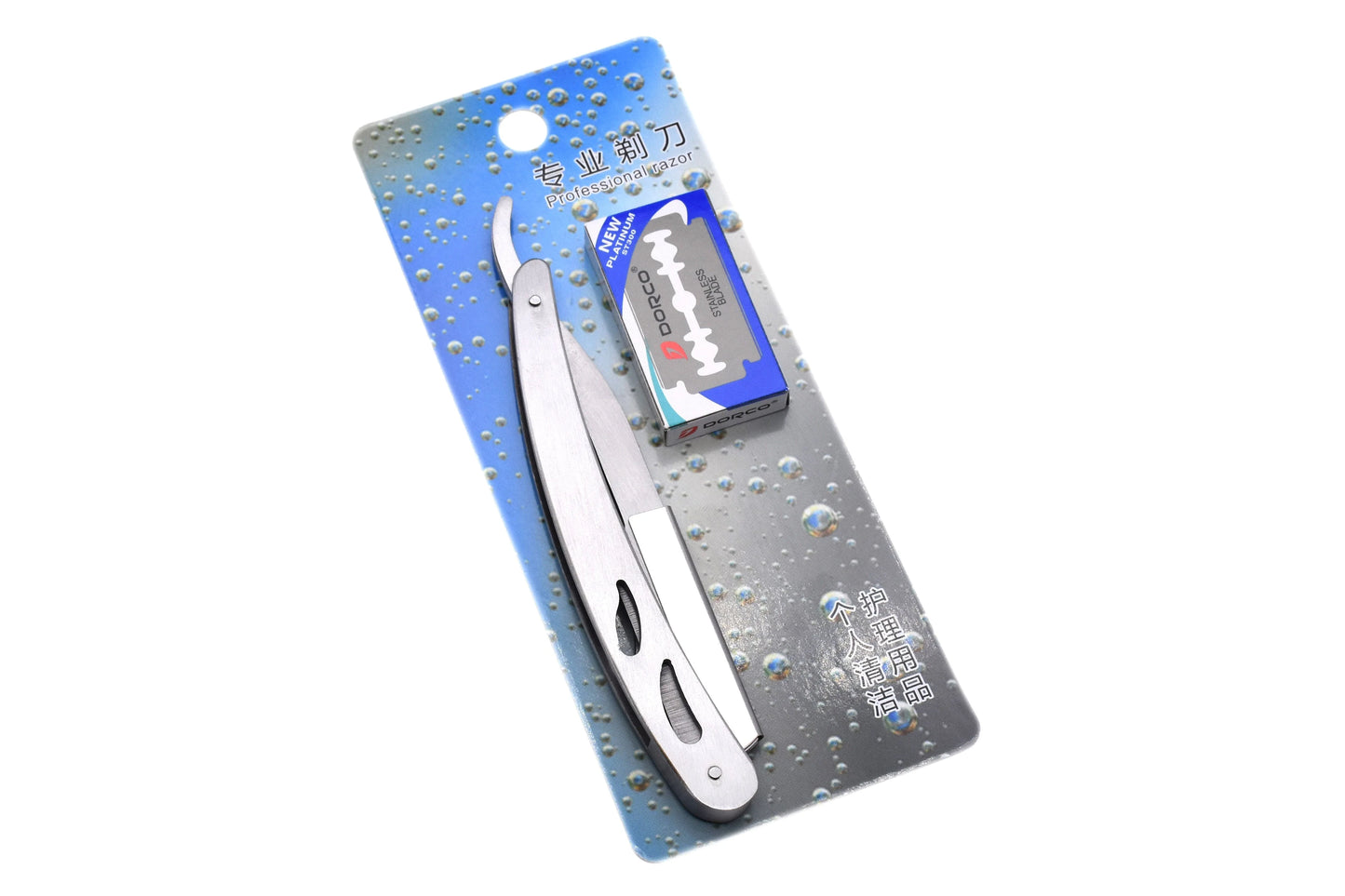 Premium stainless steel straight razor with sharp blades for a smooth, comfortable shave