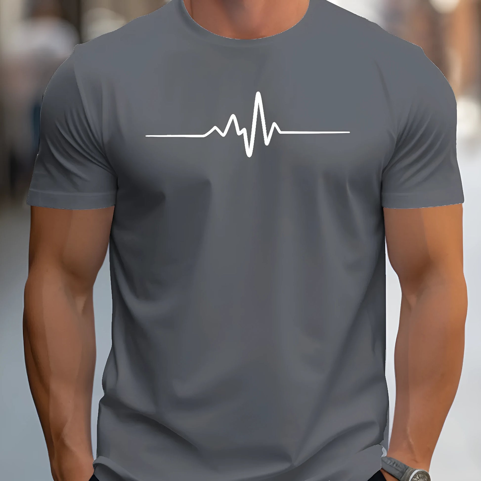 Men's loose-fit 3D sports letter print T-shirt in a summer colour