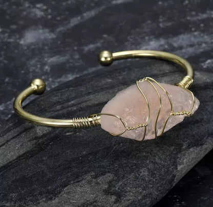 Asgard Crafted Natural Gemstone Bangle with adjustable elastic band and unique gemstone centerpiece