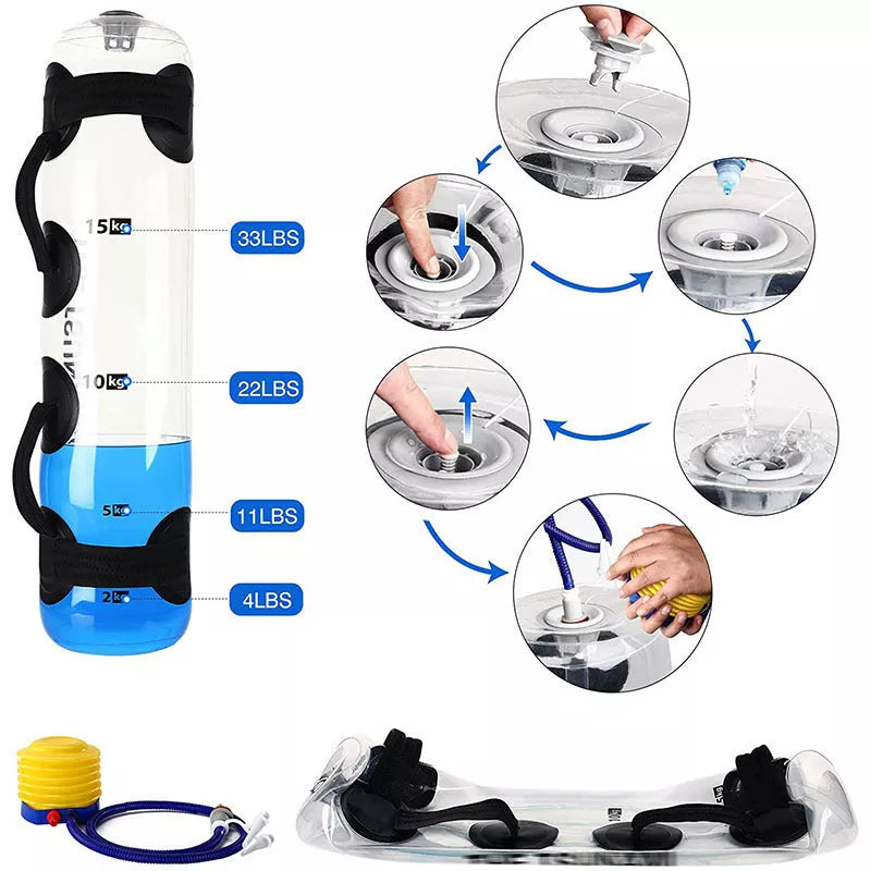 Adjustable Water Bag for Weight-Bearing Fitness with transparent PVC design
