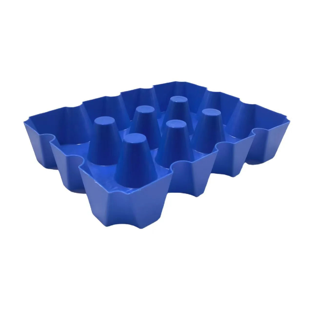 Blue plastic outdoor ice maker tray measuring 34cm long by 22cm wide