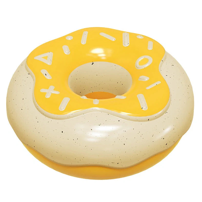 Pink donut-shaped dog toy with textured surface for dental cleaning, showing 118mm diameter