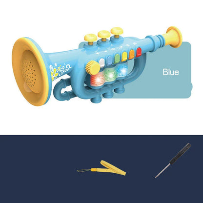 Colorful simulation musical instruments including saxophone, trumpet, and clarinet toys for early childhood education and development