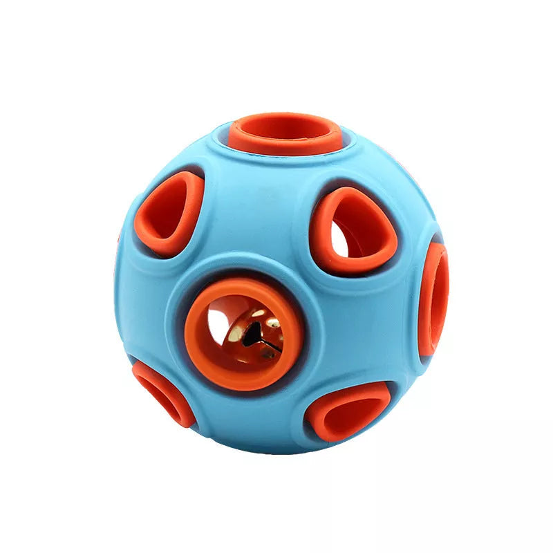 Luminous Sounding Dog Toy Ball in blue and orange, featuring light-up and sound capabilities for dogs