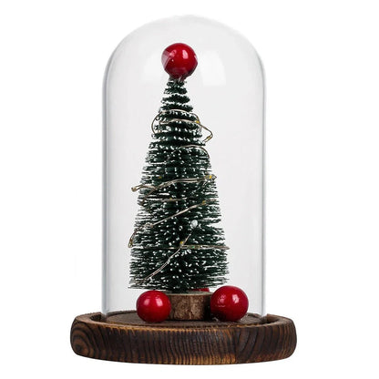 25cm green Christmas tree glass cover with integrated LED lights and carbide base