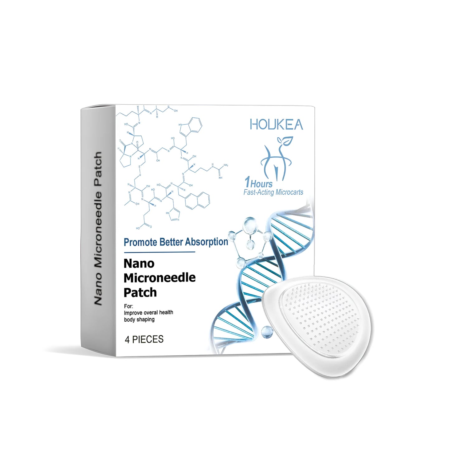 Nano microneedle patch pack containing 4 pieces with botanical ingredients including Paeonia lactiflora root and cinnamon oil