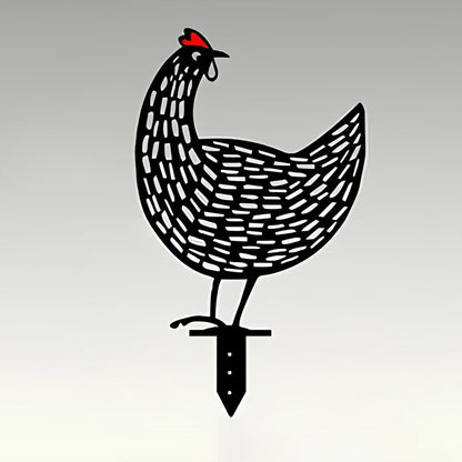 Set of powder-coated metal chicken yard art stakes, sizes 15-35 cm, with lifelike hen silhouettes for garden decor