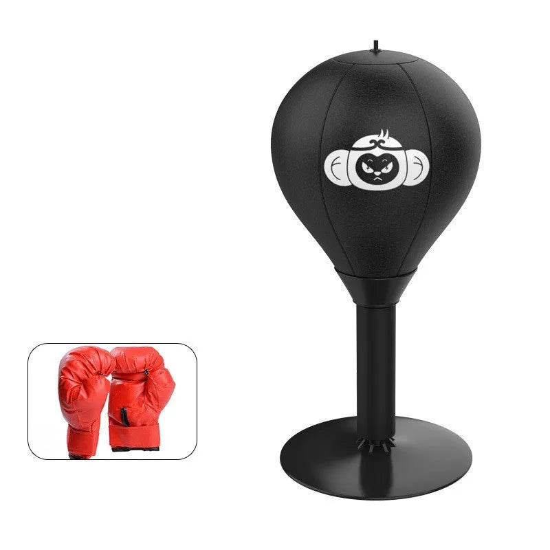 Tabletop boxing speed ball with suction cup base and inflatable PU leather ball in Burst Bear design