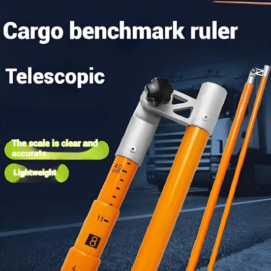 Telescopic truck height measuring rod extended to full length showing measurement scales