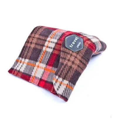 U-shaped convex travel neck scarf pillow in black, grey, navy, or red with cotton filling.