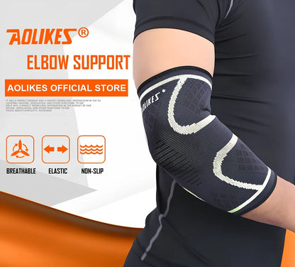 AOLIKES black elbow support with latex silk lining for basketball and volleyball sports compression