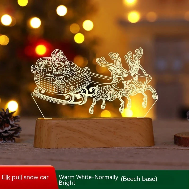 Cozy 3D acrylic LED Christmas lamp with festive holiday designs for warm, inviting décor