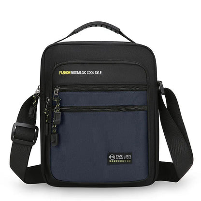 Men's green waterproof nylon crossbody bag with urban style and sewing thread detail