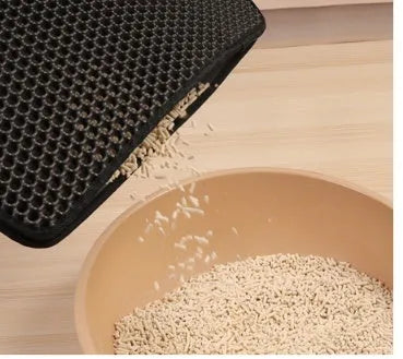 EVA double-layer cat litter mat in black, brown, grey, light blue or pink, sizes S to XL