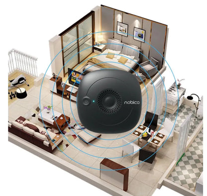 Black and wood grain ultrasonic bed vacuum cleaner for mite control on a mattress