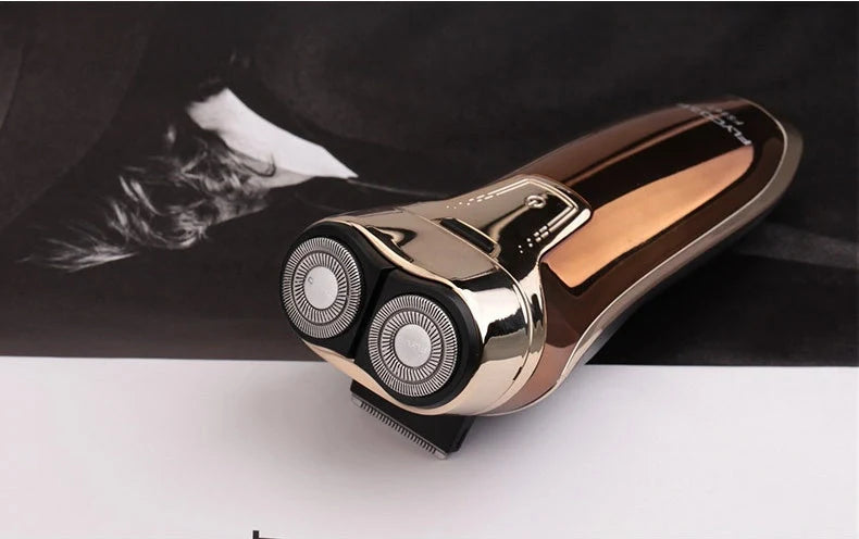 Feike smart washing electric shaver in rose gold with rotary heads