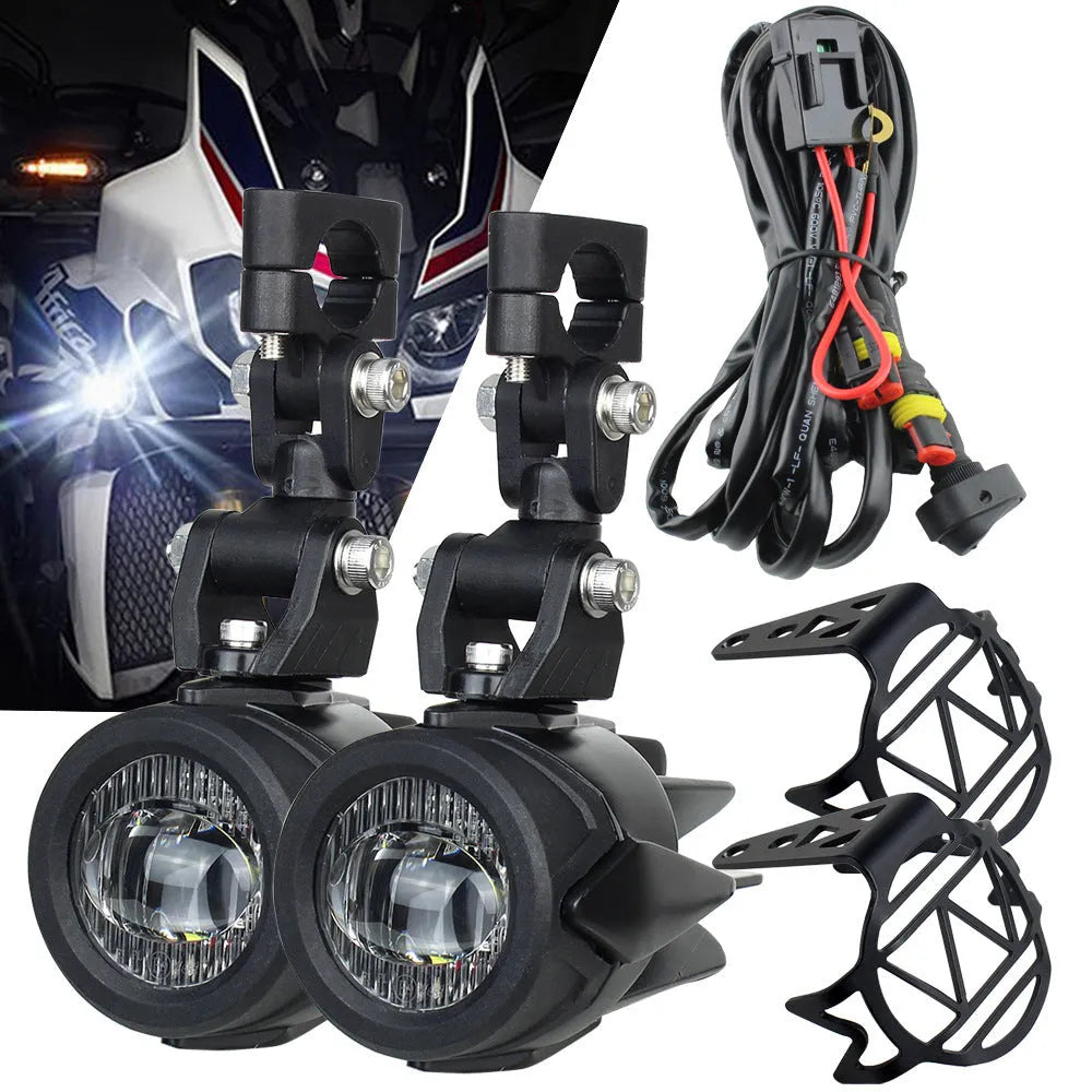 Waterfowl 5W LED motorcycle fog lamp with aluminium shell and PC lens, 24x21x10mm, 12V auxiliary anti-fog light for BMW motorcycles