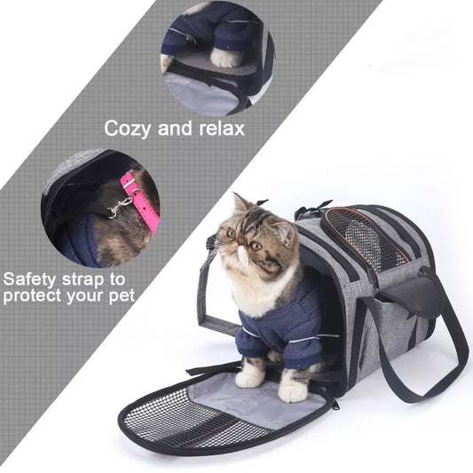 Multi-functional folding pet carrier for dogs and cats, waterproof and portable