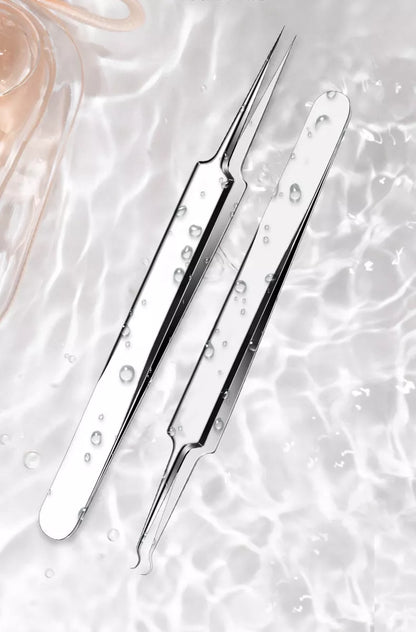 Stainless steel blackhead remover 9-piece set with leather case