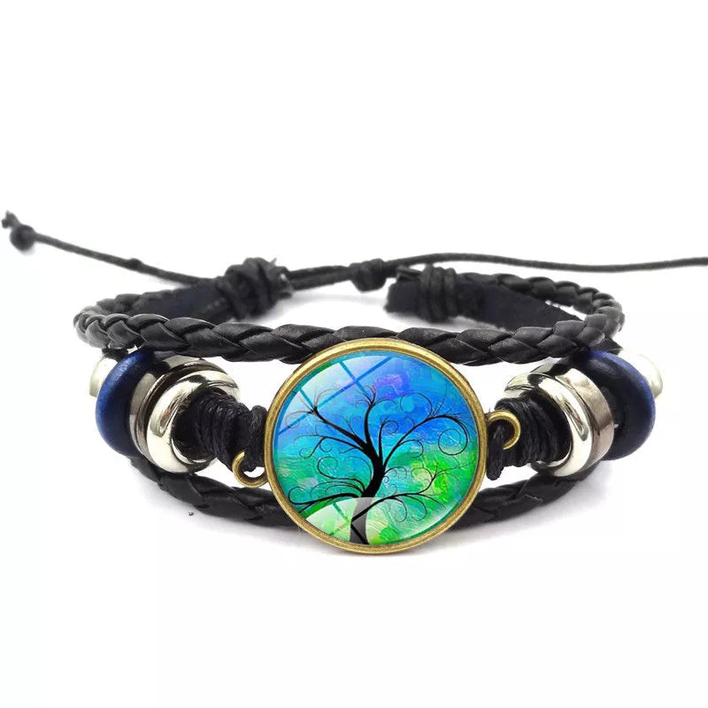 Handmade Tree of Life Bracelet with multilayer braided design in black