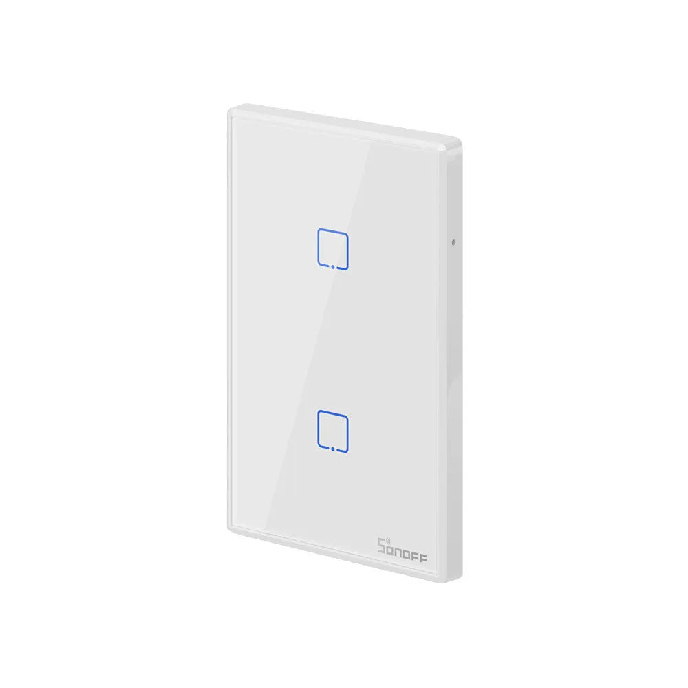 Smart wall switch with tempered glass panel, touch control, 220-250V 10A, 120mm mounting hole distance