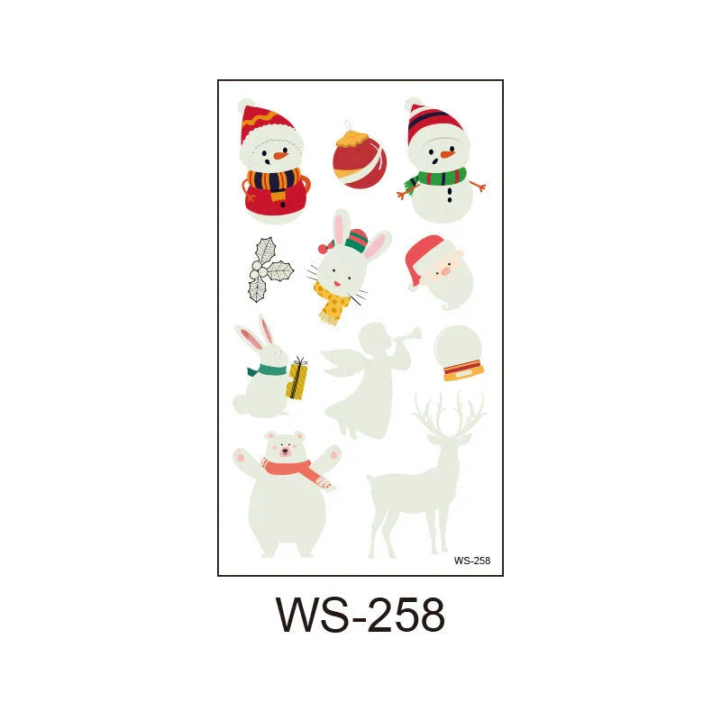 Festive Santa Claus Glow-in-the-Dark Tattoo Stickers for Holiday Decoration
