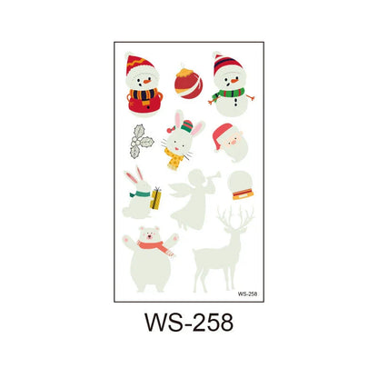 Festive Santa Claus Glow-in-the-Dark Tattoo Stickers for Holiday Decoration