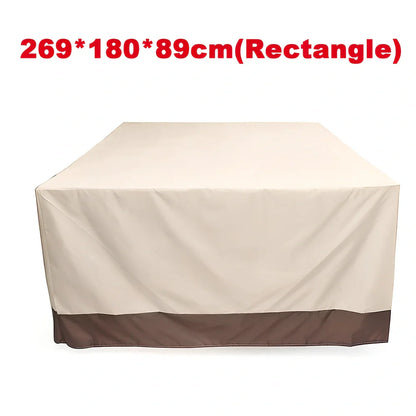 Bronze waterproof patio furniture cover measuring 269cm long protecting outdoor garden furniture