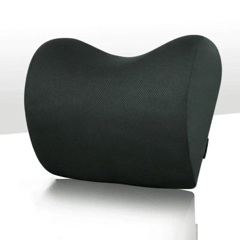 Soft, supportive memory foam car headrest pillow with breathable fabric cover for comfortable long drives