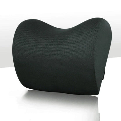 Soft, supportive memory foam car headrest pillow with breathable fabric cover for comfortable long drives