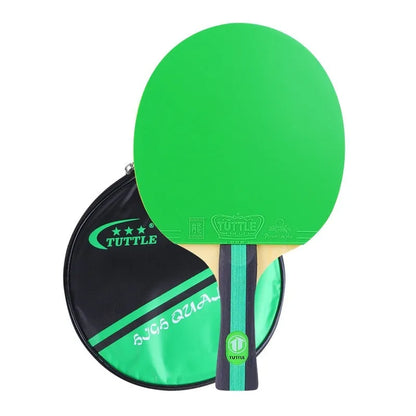 Wood table tennis racket with high elastic rubber surface and matching protective storage bag in choice of colours