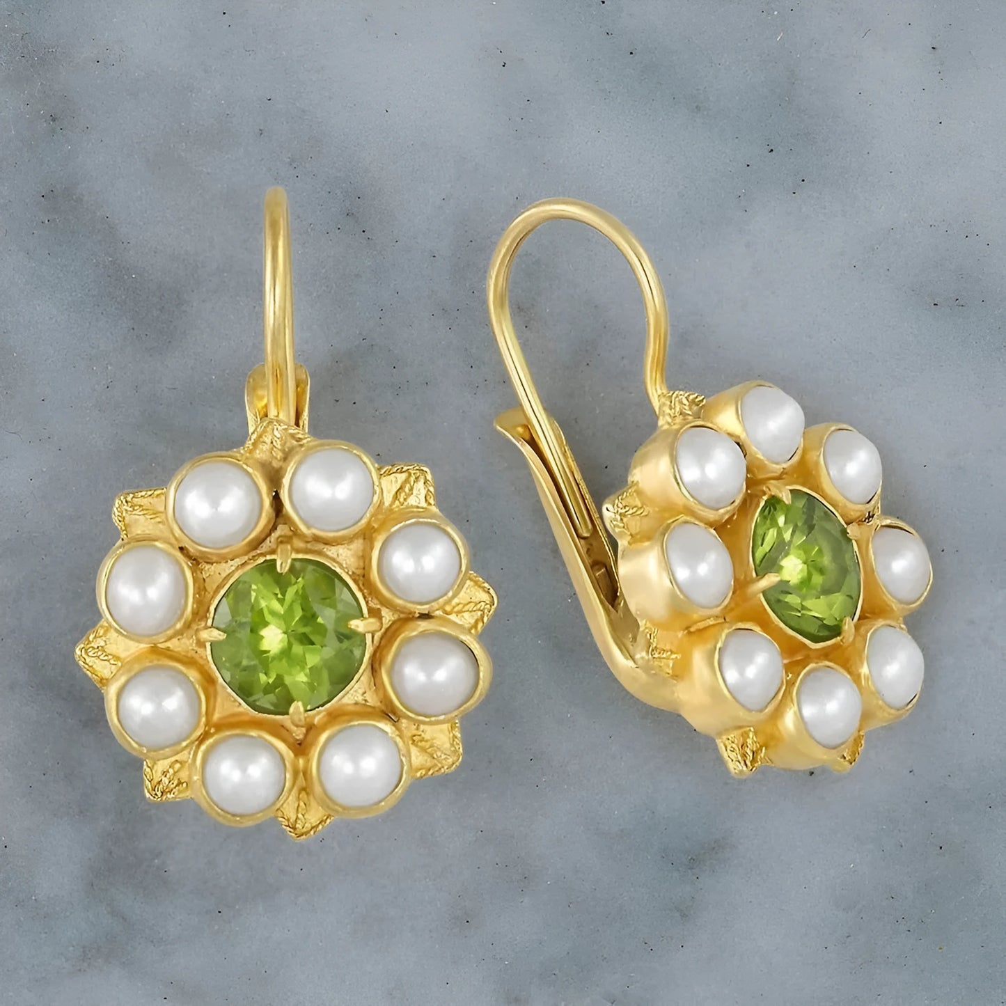Gold retro floral design earrings for women made from alloy metal.