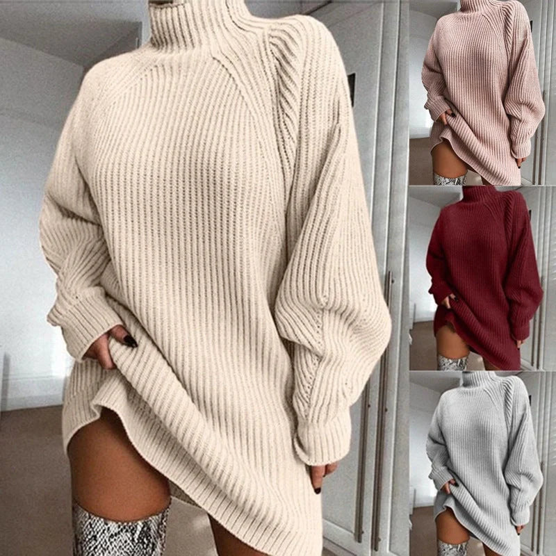 Hhomeenjoy Cozy Turtleneck Sweater Dress for Chilly Winter Days