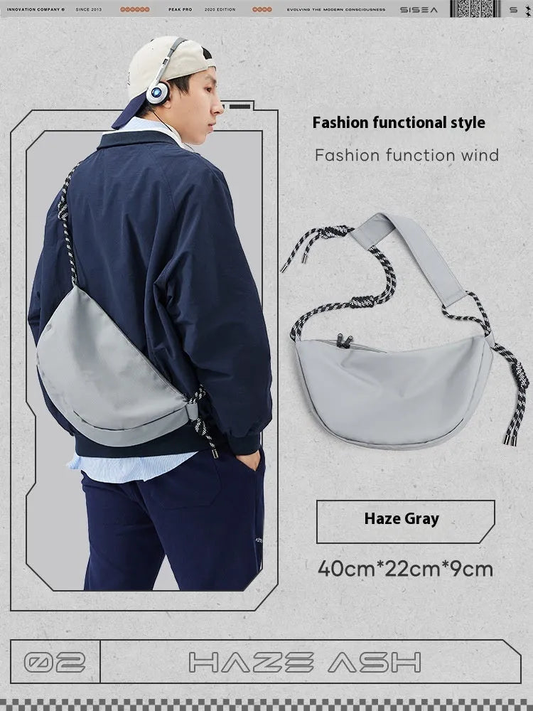 Men's lightweight nylon messenger bag with large capacity in urban simplicity style