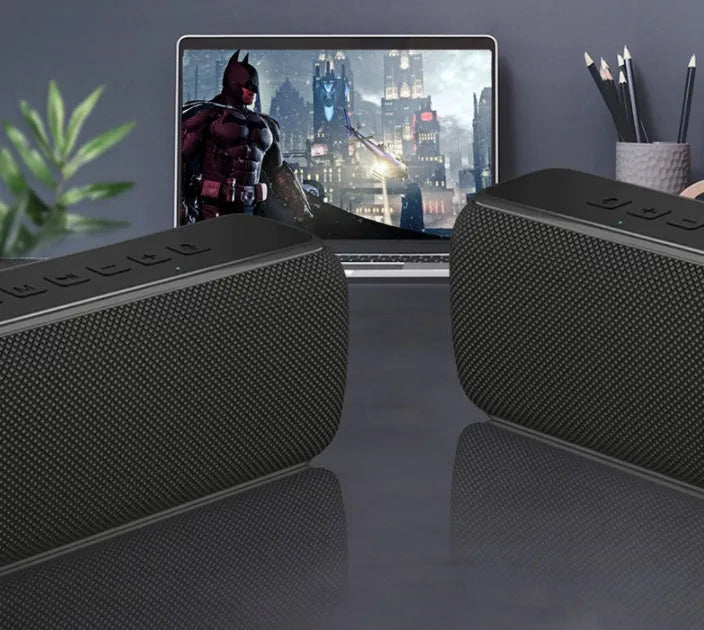 60W fabric DSP Bluetooth speaker V7 Pro, black blue red, IPX5, 6600mAh