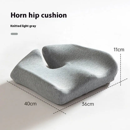 Memory foam office chair cushion with contoured waist support measuring 36x40x11cm in dark grey