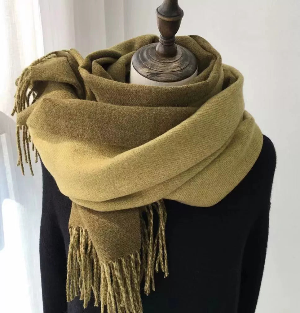 Double-sided Artificial Australian Wool Scarf Shawl in various colors for winter warmth