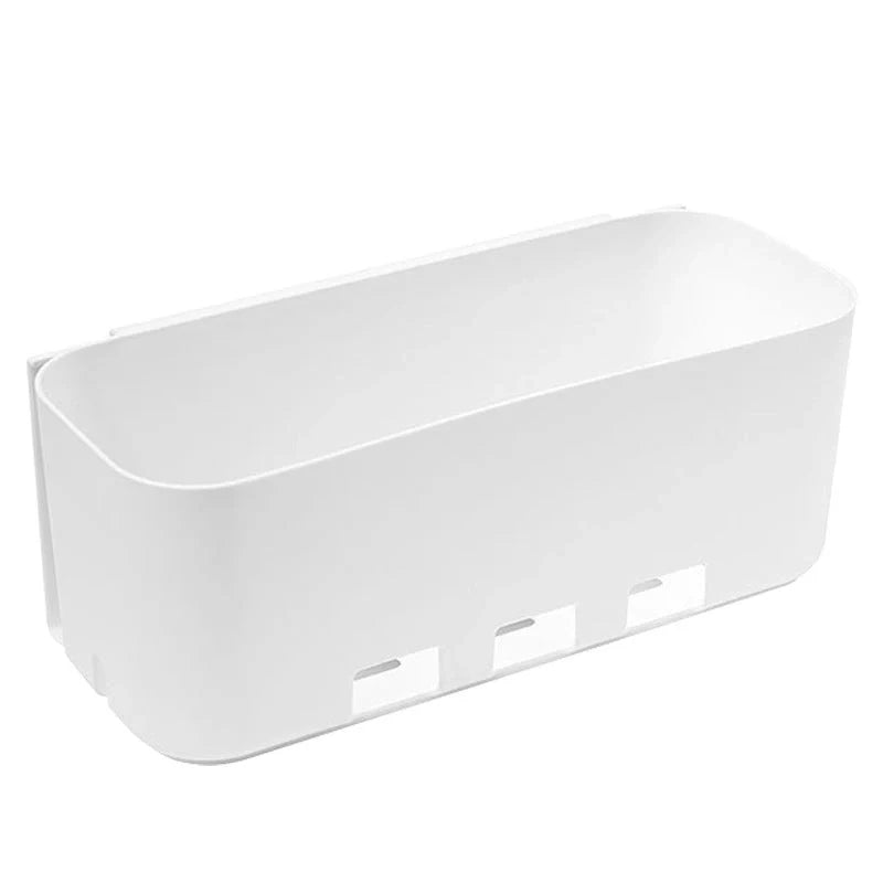 White retractable kitchen cabinet storage rack with hole-free design
