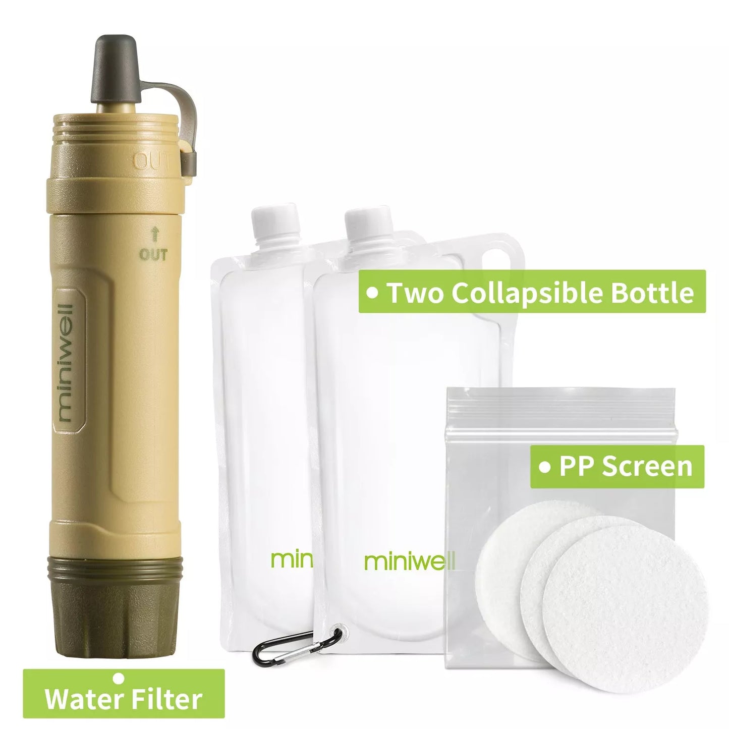 Outdoor Portable Emergency Water Filter with 0.1 micron filtration for clean drinking water