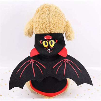 Halloween bat wings pet clothes for dogs and cats in black with red wings