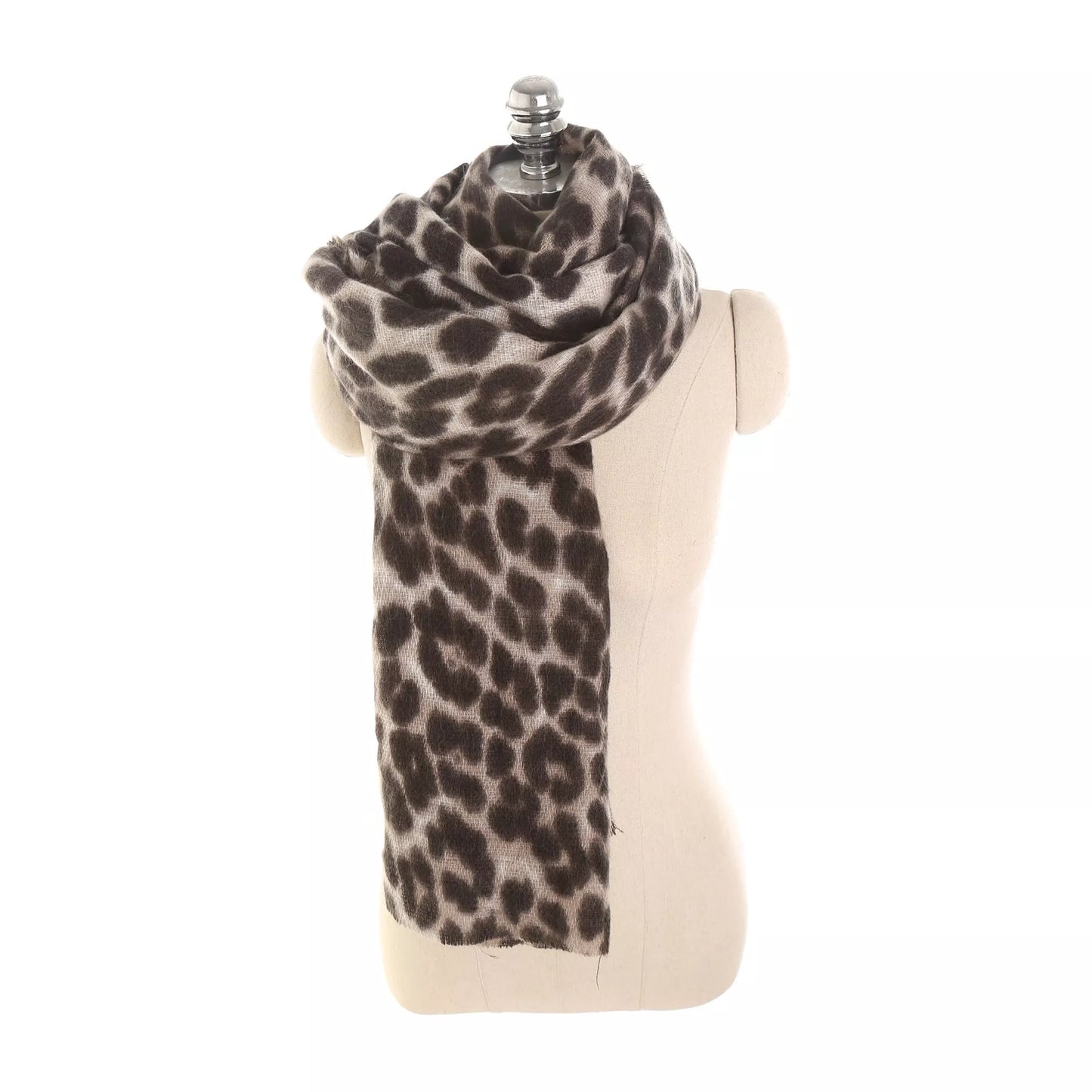 Leopard-print imitation cashmere women's scarf shawl, 200x90cm, available in multiple colors