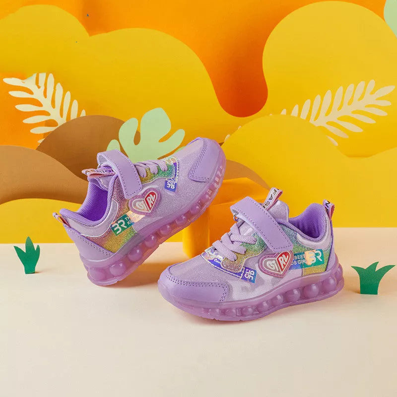 Teen girls' fashion jelly sole sports shoes in pink and purple