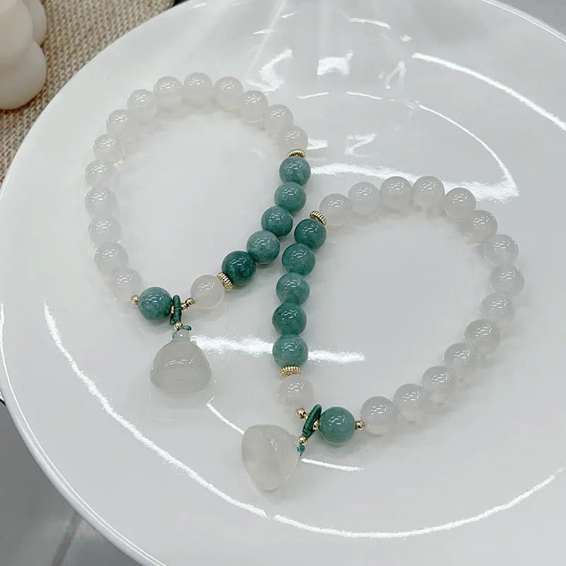Women's agate lotus seedpod bracelet in retro Chinese style with manual processing