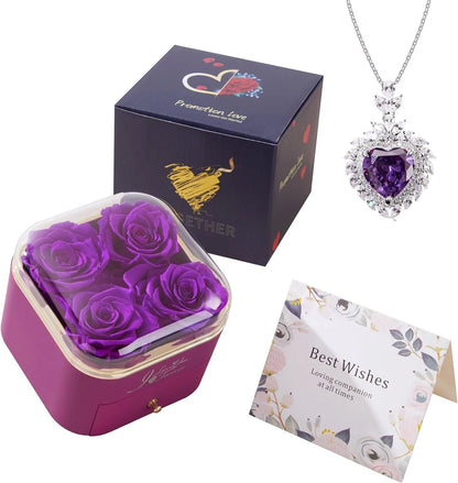 Valentine's Day Rose Flower Drawer Jewelry Box in various colors