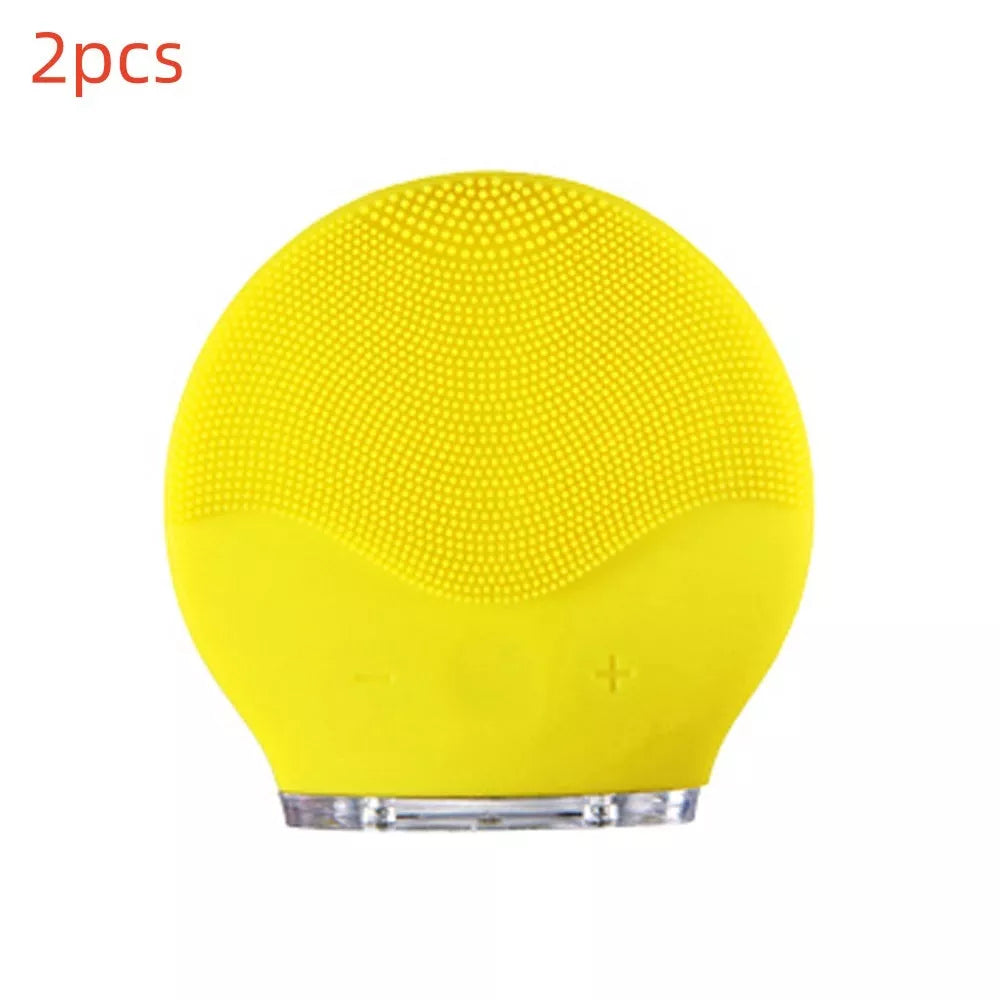 Electric waterproof silicone facial cleansing brush with USB charging in various colors