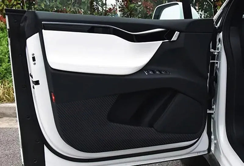 Carbon fibre anti-scratch protective film for Tesla Model S car doors in four-piece package